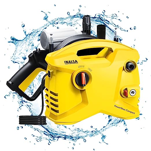 Inalsa High Pressure Washer Professional PowerShot Compact-1800W|100% Pure Copper Motor|Pressure-135 Bar, Max Flow-408 l/h, 6m High Pressure Hose Pipe for Cleaning Homes, Cars, Garden, (Yellow/Black) Inalsa High Pressure Washer Professional PowerShot Compact-1800W|100% Pure Copper Motor|Pressure-135 Bar, Max Flow-408 l/h, 6m High Pressure Hose Pipe for Cleaning Homes, Cars, Garden, (Yellow/Black)